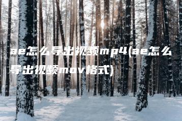 ae怎么导出视频mp4(ae怎么导出视频mov格式) | ae插件合集