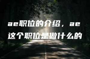 ae职位的介绍，ae这个职位是做什么的 | ae插件合集