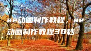 ae动画制作教程，ae动画制作教程30秒 | ae插件合集