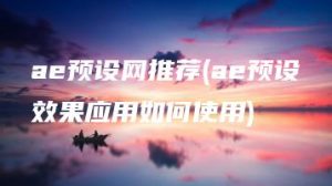 ae预设网推荐(ae预设效果应用如何使用) | ae插件合集