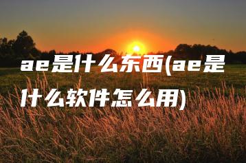ae是什么东西(ae是什么软件怎么用) | ae插件合集