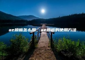 ae模板怎么用，ae模板的使用方法 | ae插件合集