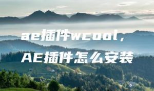 ae插件wcool，AE插件怎么安装 | ae插件合集