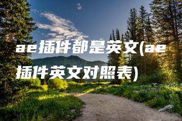 ae插件都是英文(ae插件英文对照表) | ae插件合集