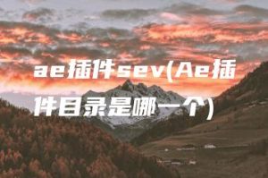 ae插件sev(Ae插件目录是哪一个) | ae插件合集
