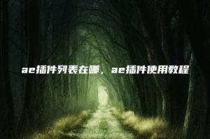 ae插件列表在哪，ae插件使用教程 | ae插件合集