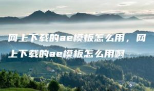 网上下载的ae模板怎么用，网上下载的ae模板怎么用啊 | ae插件合集