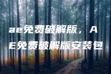 ae免费破解版，AE免费破解版安装包 | ae插件合集