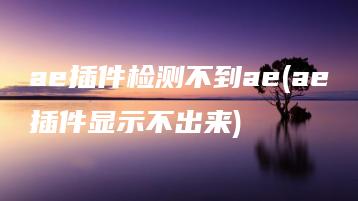 ae插件检测不到ae(ae插件显示不出来) | ae插件合集