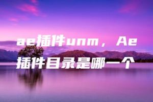ae插件unm，Ae插件目录是哪一个 | ae插件合集