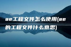 ae工程文件怎么使用(ae的工程文件什么意思) | ae插件合集