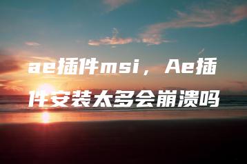 ae插件msi，Ae插件安装太多会崩溃吗 | ae插件合集