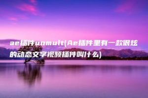 ae插件unmult(Ae插件里有一款很炫的动态文字视频插件叫什么) | ae插件合集