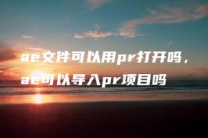 ae文件可以用pr打开吗，ae可以导入pr项目吗 | ae插件合集