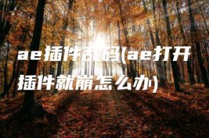 ae插件乱码(ae打开插件就崩怎么办) | ae插件合集