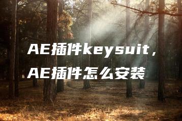 AE插件keysuit，AE插件怎么安装 | ae插件合集