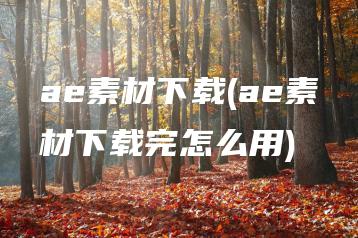 ae素材下载(ae素材下载完怎么用) | ae插件合集