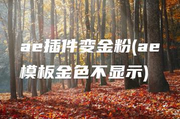 ae插件变金粉(ae模板金色不显示) | ae插件合集