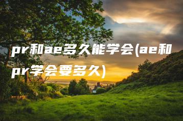 pr和ae多久能学会(ae和pr学会要多久) | ae插件合集