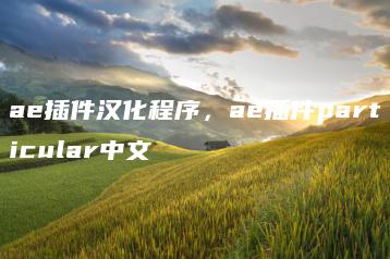 ae插件汉化程序，ae插件particular中文 | ae插件合集