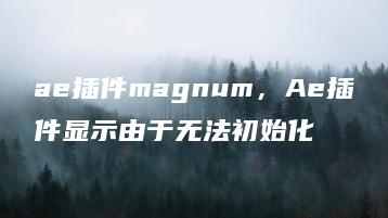 ae插件magnum，Ae插件显示由于无法初始化 | ae插件合集