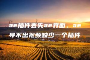 ae插件丢失ae界面，ae导不出视频缺少一个插件 | ae插件合集