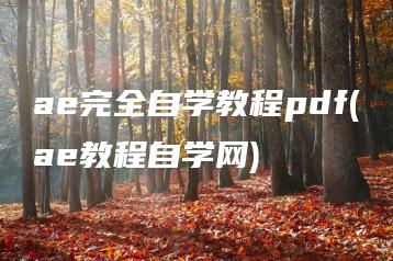 ae完全自学教程pdf(ae教程自学网) | ae插件合集