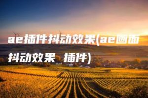 ae插件抖动效果(ae画面抖动效果 插件) | ae插件合集