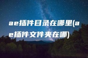 ae插件目录在哪里(ae插件文件夹在哪) | ae插件合集