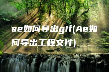 ae如何导出gif(Ae如何导出工程文件) | ae插件合集