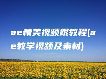 ae精美视频跟教程(ae教学视频及素材) | ae插件合集