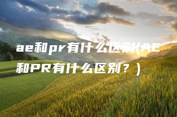 ae和pr有什么区别(AE和PR有什么区别？) | ae插件合集