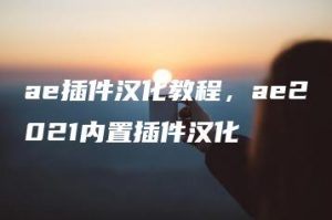 ae插件汉化教程，ae2021内置插件汉化 | ae插件合集