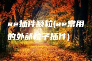 ae插件颗粒(ae常用的外部粒子插件) | ae插件合集