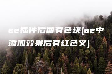 ae插件后面有色块(ae中添加效果后有红色叉) | ae插件合集