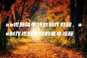 ae视频简单特效制作教程，ae制作视频特效的基本流程 | ae插件合集