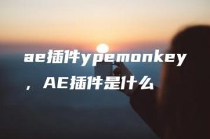 ae插件ypemonkey，AE插件是什么 | ae插件合集