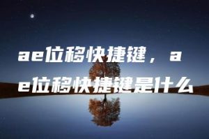 ae位移快捷键，ae位移快捷键是什么 | ae插件合集