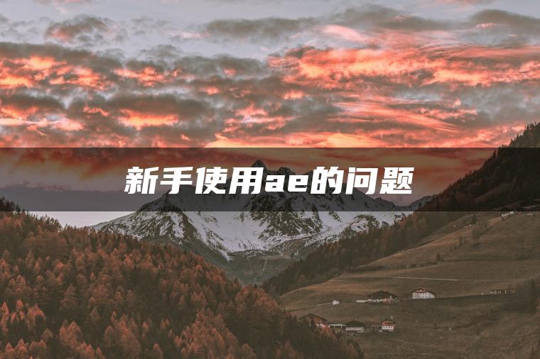 新手使用ae的问题