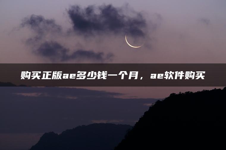 购买正版ae多少钱一个月，ae软件购买