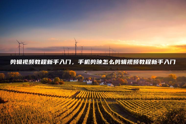 剪辑视频教程新手入门，手机剪映怎么剪辑视频教程新手入门