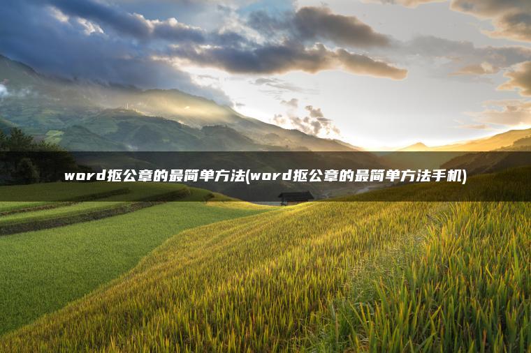 word抠公章的最简单方法(word抠公章的最简单方法手机)