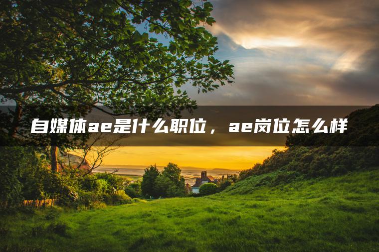 图片[1] | 自媒体ae是什么职位，ae岗位怎么样 | ae插件合集