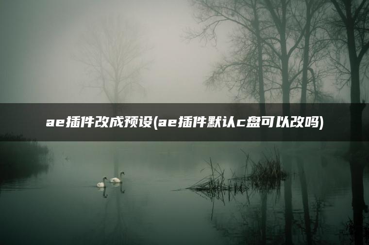 ae插件改成预设(ae插件默认c盘可以改吗)