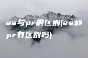 ae与pr的区别(ae和pr有区别吗) | ae插件合集