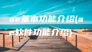 ae基本功能介绍(ae软件功能介绍) | ae插件合集