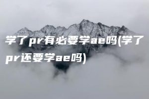 学了pr有必要学ae吗(学了pr还要学ae吗) | ae插件合集