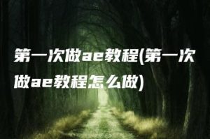 第一次做ae教程(第一次做ae教程怎么做) | ae插件合集