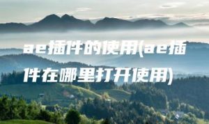 ae插件的使用(ae插件在哪里打开使用) | ae插件合集