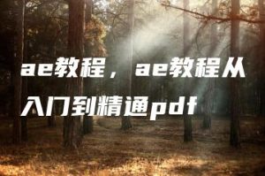 ae教程，ae教程从入门到精通pdf | ae插件合集